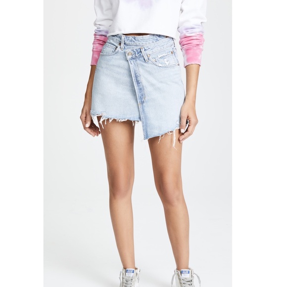 agolde criss cross denim skirt